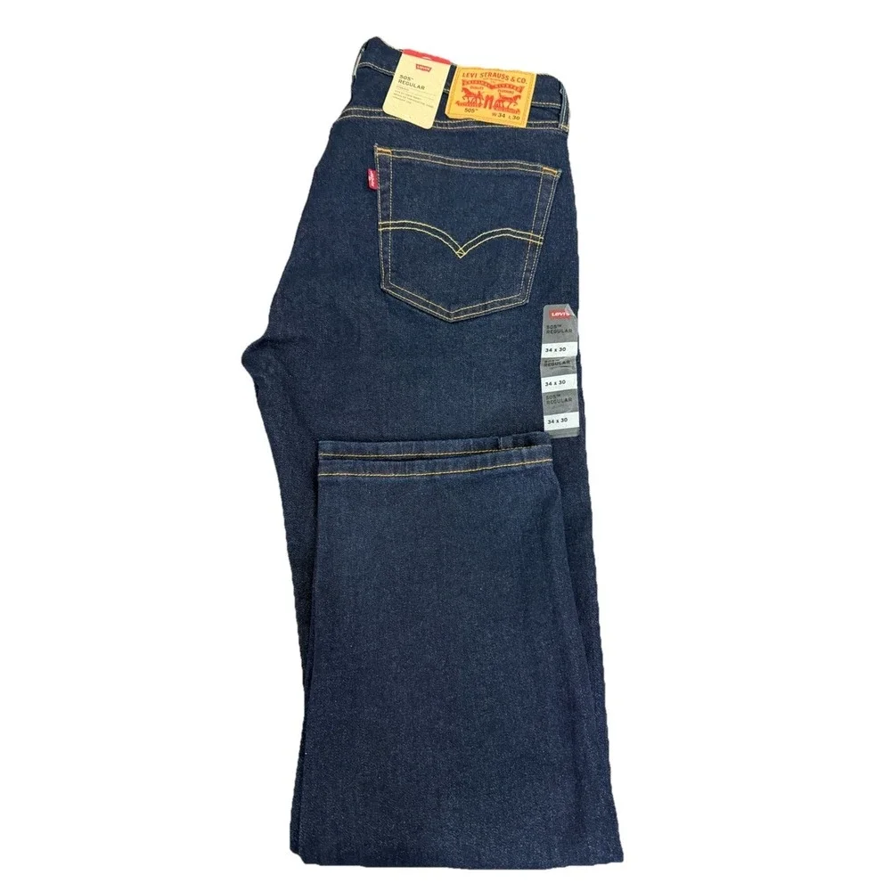 Levi's Men's 505 Regular Fit Zip Fly Straight Leg Denim Jeans‎ 34X30 Medium Blue